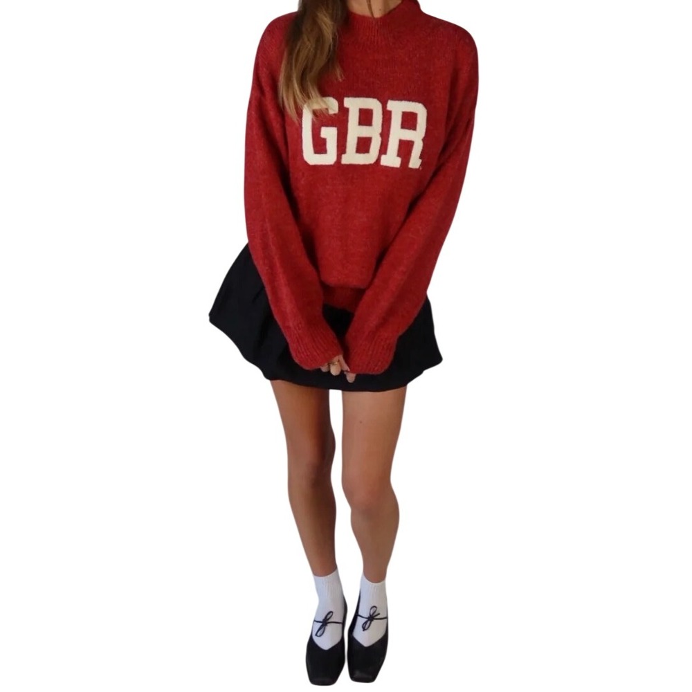 Gameday Social Nebraska Huskers GBR Oversized Mock Neck Sweater Womens Size L
